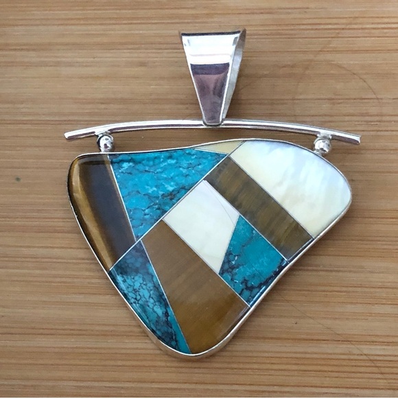 $94 Estate Jay King Drop Pendant  Sterling Silver  Marked DRT 925 China - Picture 3 of 8